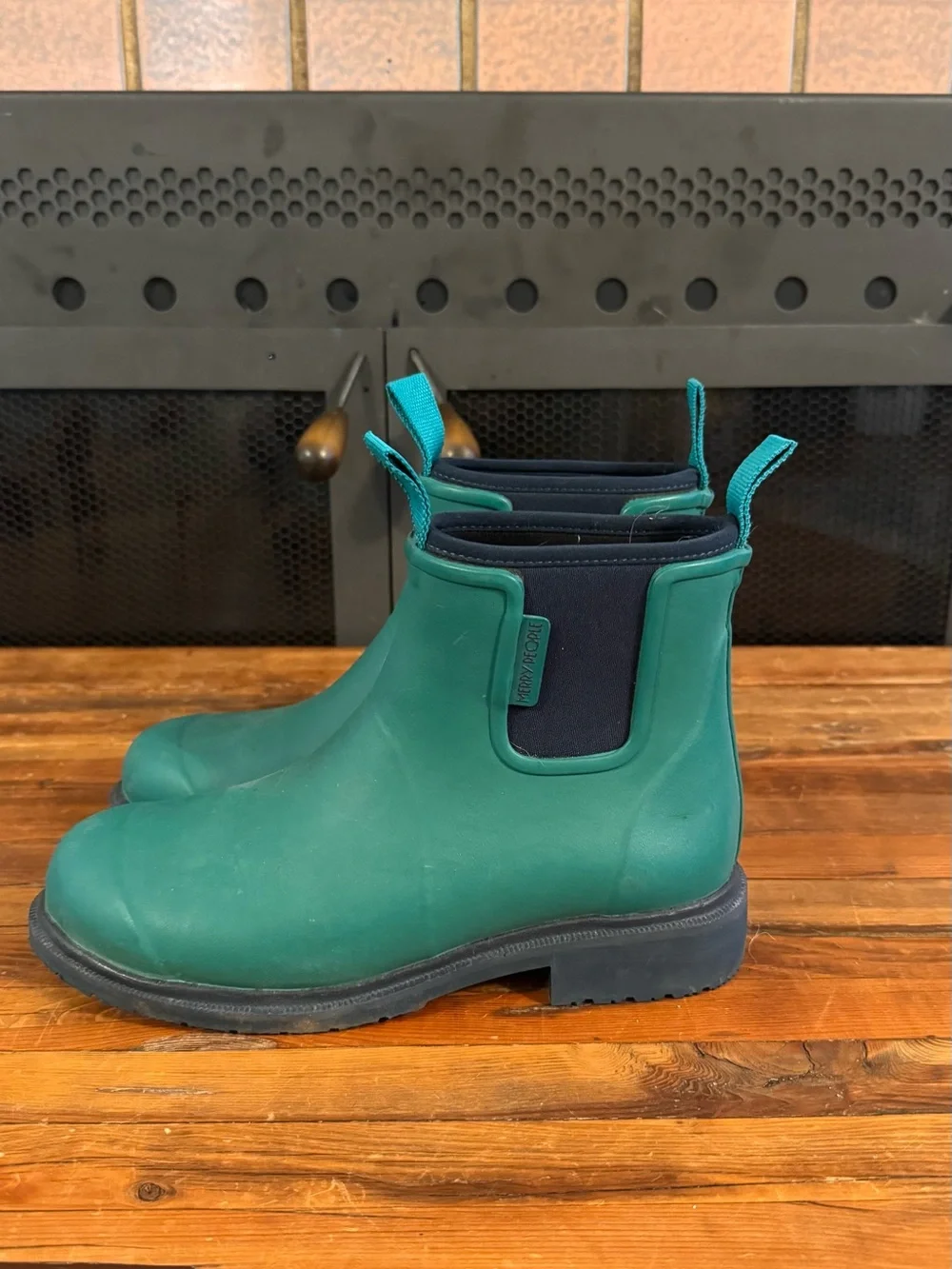 Merry People Teal Short Waterproof Rain Boots - Slip-On Winter Chelsea Style